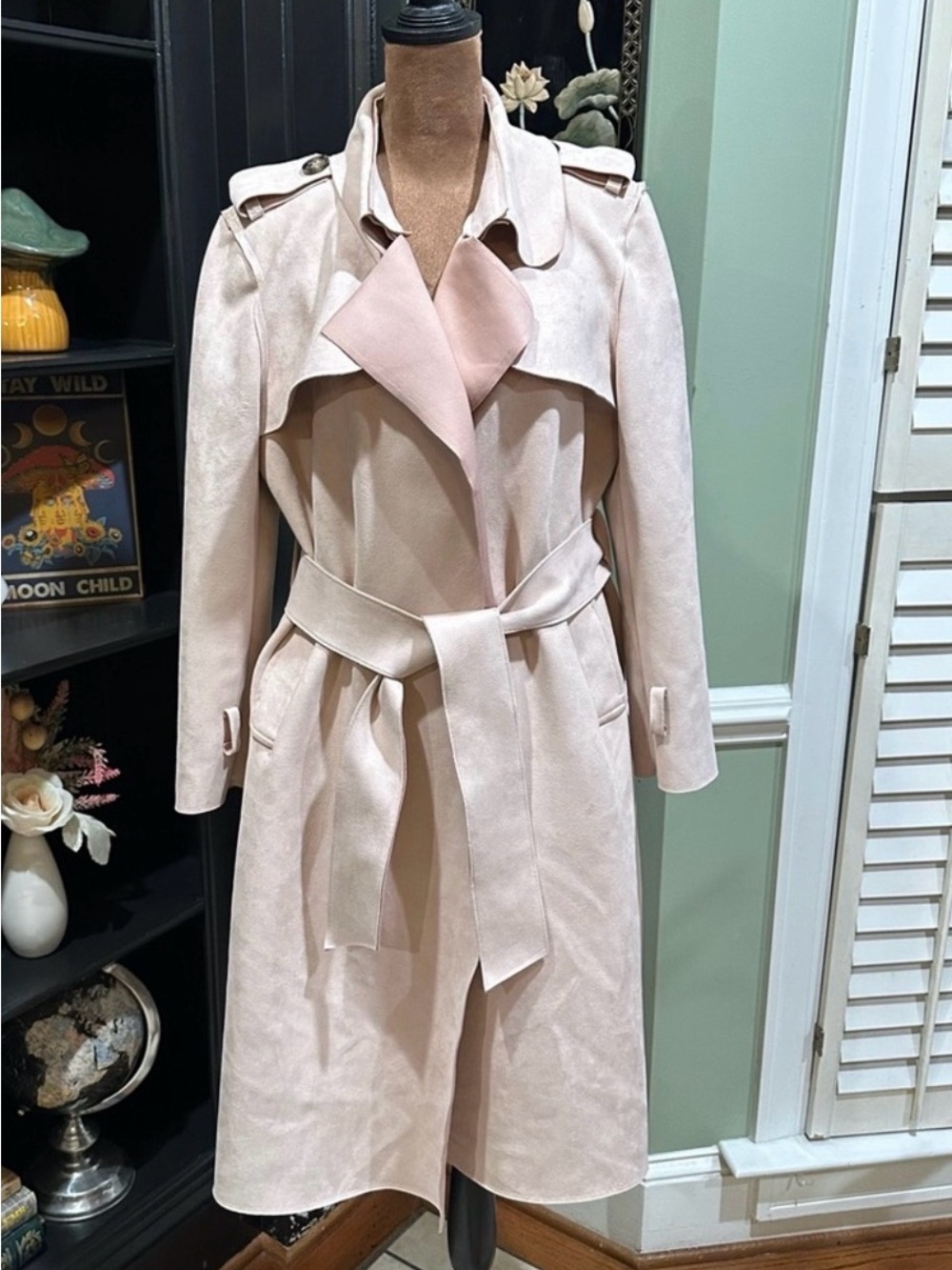 Few Moda Dusty Rose Satin Robe with Tie Belt
